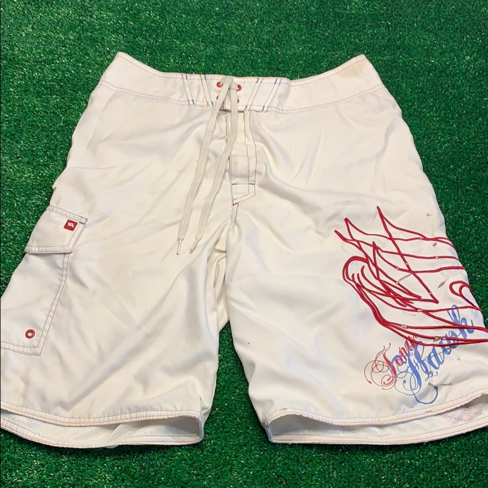 Tony Hawk swim trunks.
